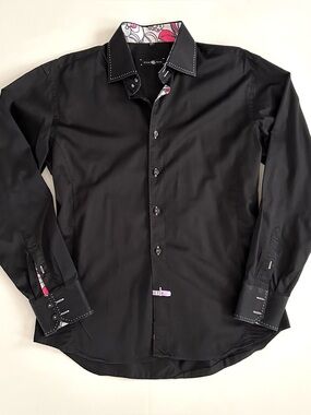 Stone Rose Black Cotton Shirt - Size XL - Mens